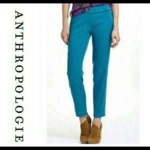 Leifsdottir Teal Cropped Dress Pants from Anthro